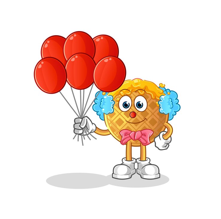 वेक्टर the waffle clown with balloons vector cartoon character
