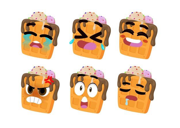 Vector waffle emojis pack