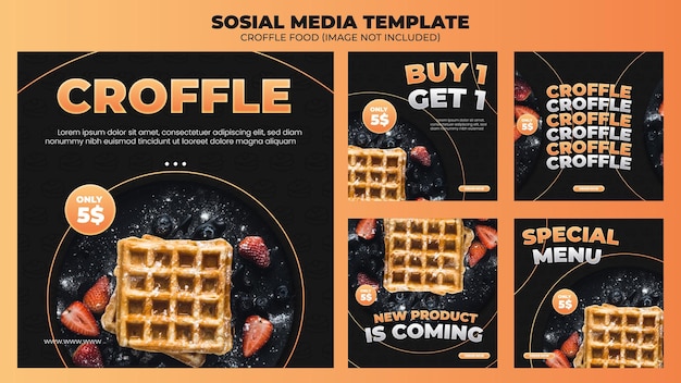 waffle food instagram post template design