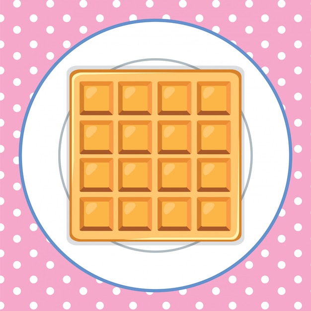 Vector waffle on plate pink background