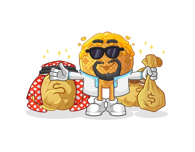 The waffle rich arabian mascot. cartoon vector