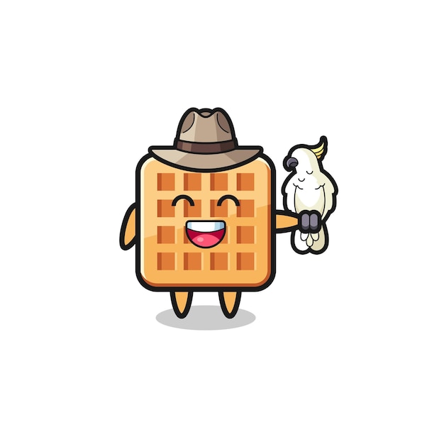 Waffle zookeeper mascot with a parrot cute design