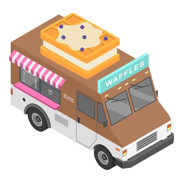 Иконка грузовика вафель Изометрическая иконка вектора грузовика вафель для веб-дизайна изолирована на белом фоне