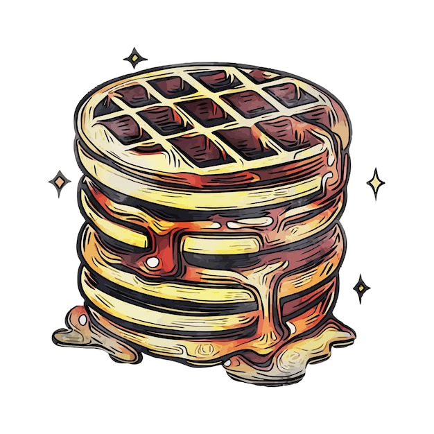 Waffles Watercolor vector Illustration