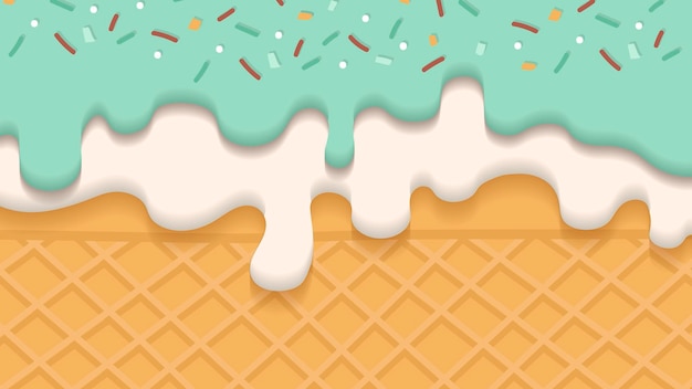 Vector waffles with creamy ice cream background vector