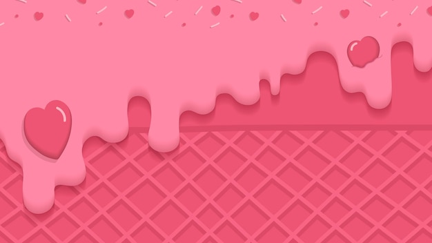 Vector waffles with pink creamy ice cream background vector