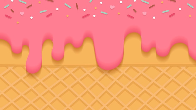 Vector waffles with strawberry ice cream background vector