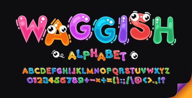 Waggish Cartoon Style Kleurrijke Doodle Lettertype