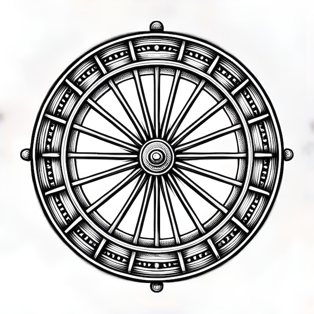 Wagon Wheel Vector Tattoo Zwarte en Witte Wagen Wheel Silhouette Vector Tattoo Illustratie