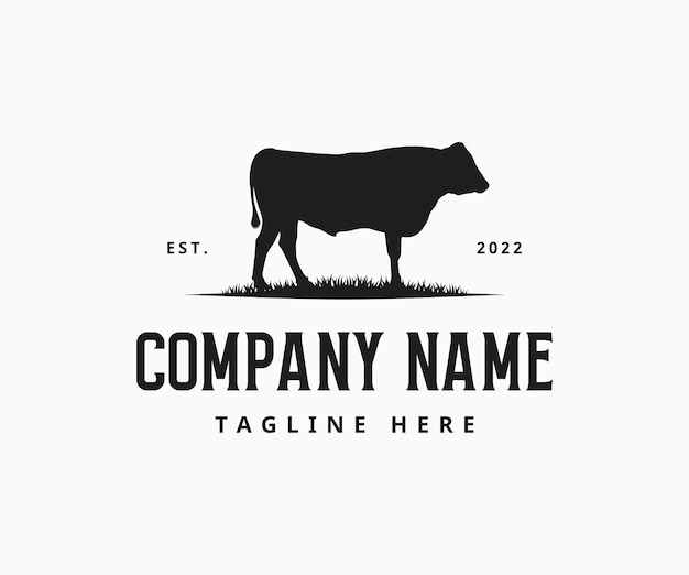 Logo della mucca wagyu, modello di logo dell'icona del toro wagyu