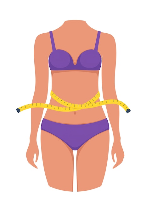 Measuring waist with tape Royalty Free Vector Image