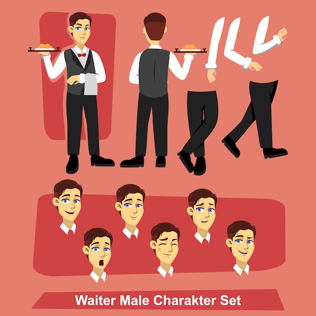 Waiter male character set