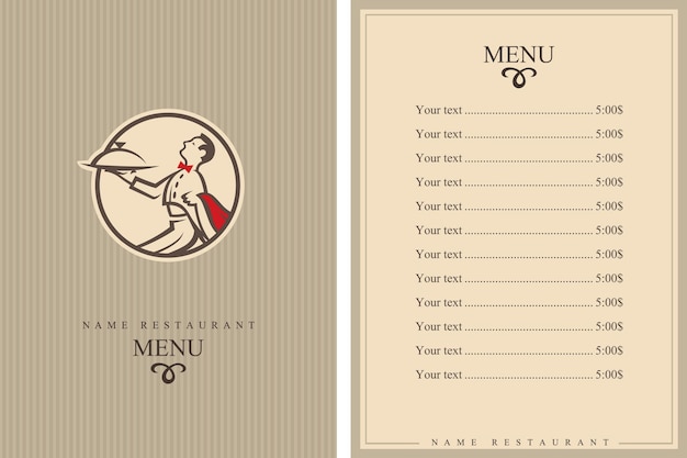 Progettazione del menu del cameriere