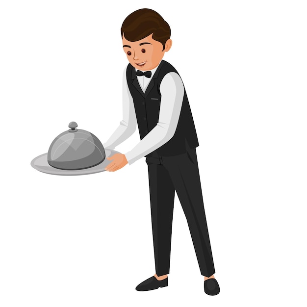 waiter serving food In Restaurant