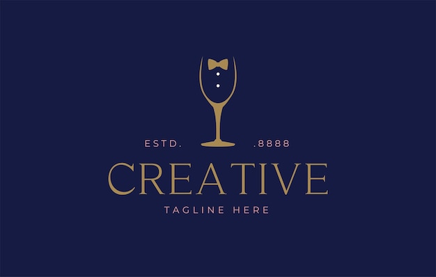 ウェイターズワイングラスのロゴデザインテンプレート