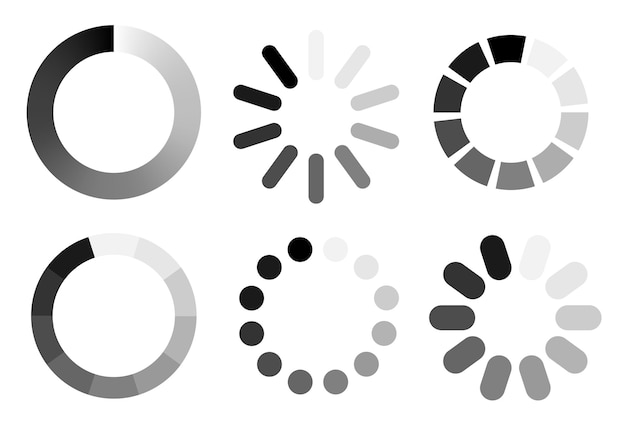 Vettore icona di attesa o di caricamento set di icone web nere di caricamento vector clipart