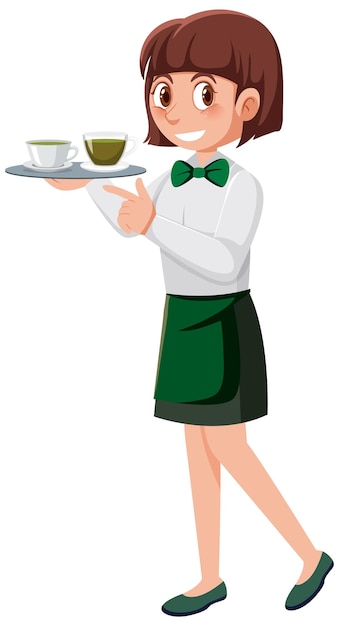 Vector a waitress serving coffee and tea