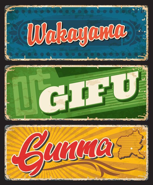 Vector wakayama, gifu and gunma japan prefectures