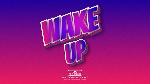 Vector wake up colorful editable text effect premium