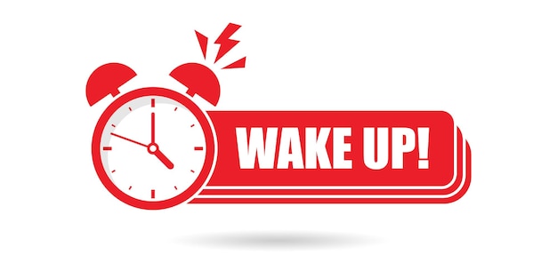 Wake up icon in flat style Good morning vector illustration on isolated background Alarm clock ringing and mornings wakes sign business concept