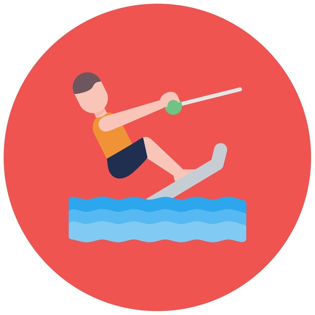 Vector wakeboarding flat illustration