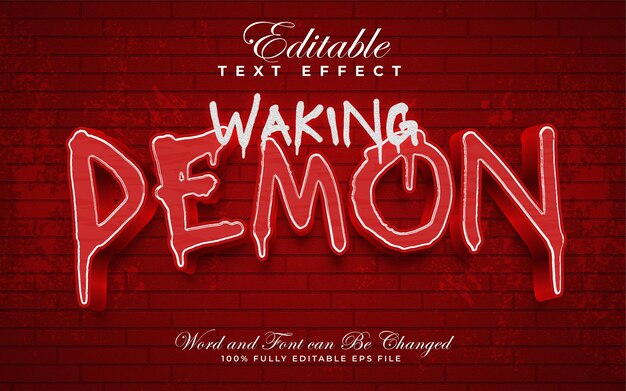 Waking Demonの編集可能なテキスト効果は怖いと輝くスタイルです