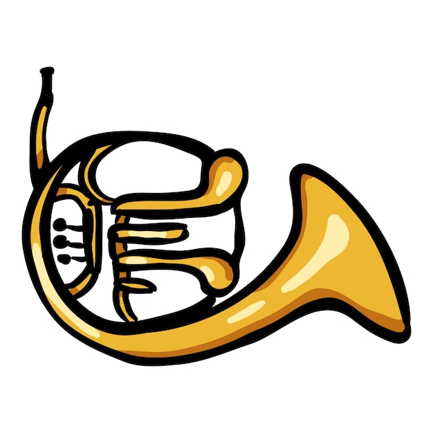 Vector waldhorn muziekinstrument doodle icon