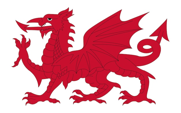 Wales dragon flag symbol vector illustration