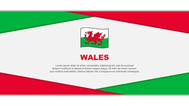 Флаг Уэльса Абстрактный Фон Дизайн Шаблона День Независимости Уэльса Баннер Мультфильм Векторные Иллюстрации Уэльс Вектор