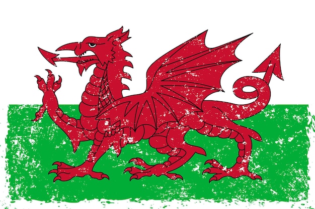 Wales flag grunge distressed style