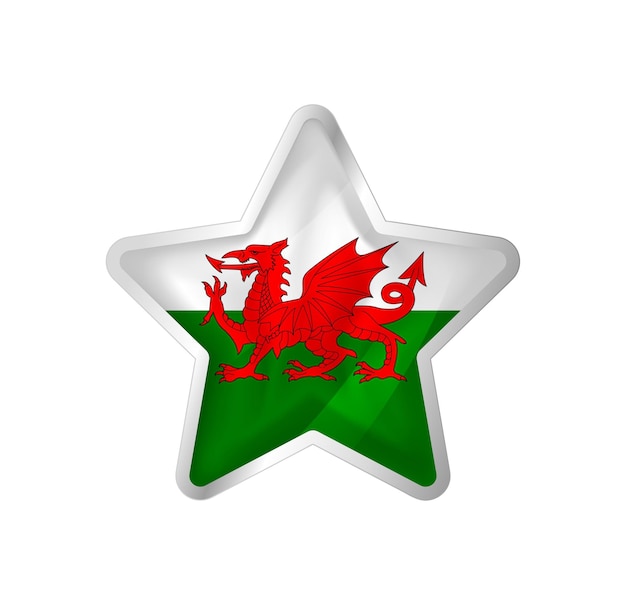 Vector wales flag in star. button star and flag template. easy editing and vector in groups. national flag