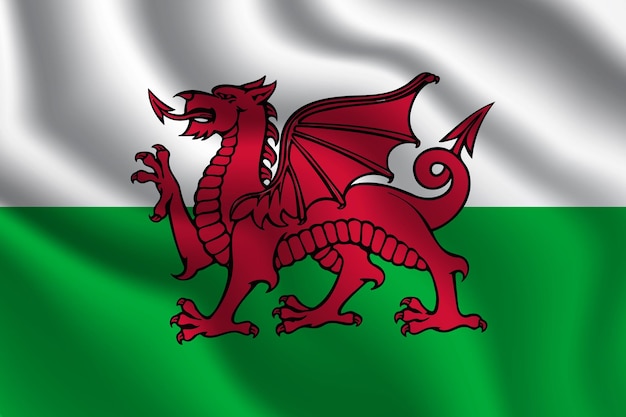 Wales national flag vector illustration with official colors design