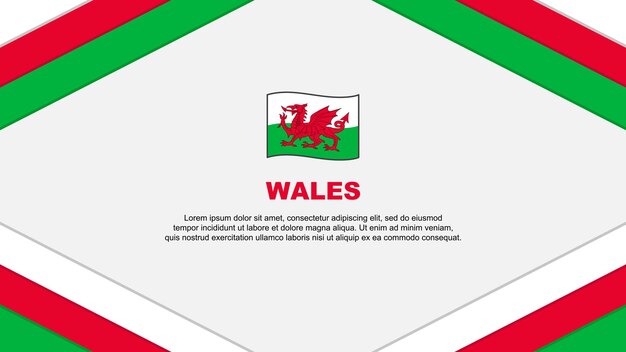Wales vlag abstracte achtergrond ontwerpsjabloon Wales Onafhankelijkheidsdag Banner Cartoon vectorillustratie Wales sjabloon
