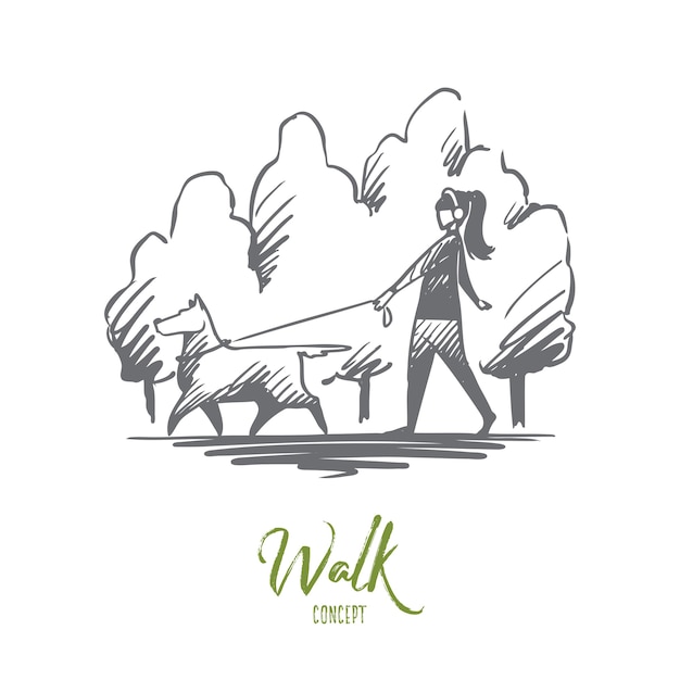 Walk illustration in hand drawn