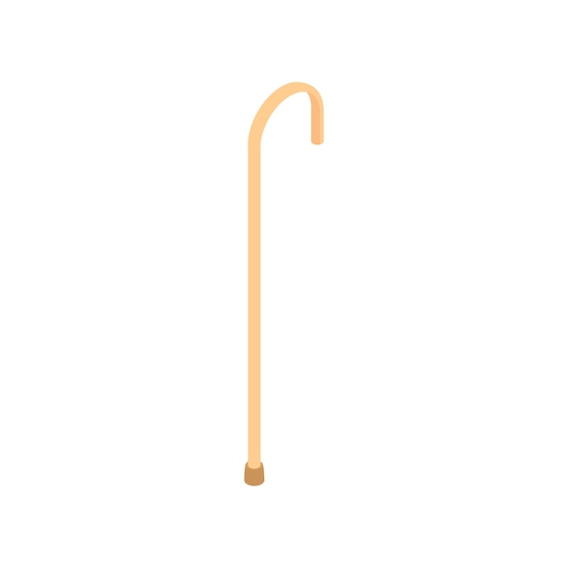 Walking cane icon in cartoon style on a white background