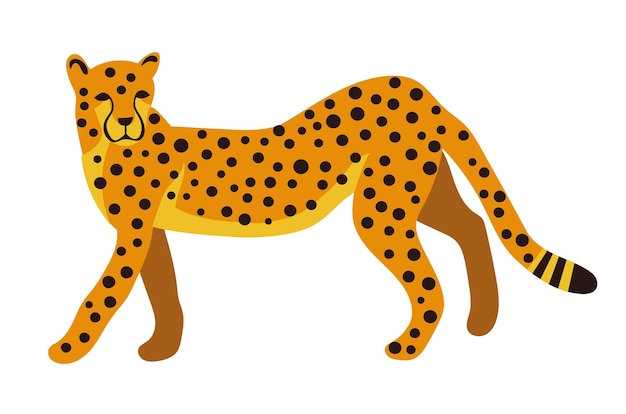 Walking Cheetah Cartoon Vector Cartoon Illustratie geïsoleerd op wit