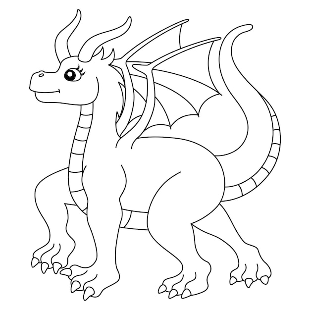 Vector walking female dragon coloring page isolated