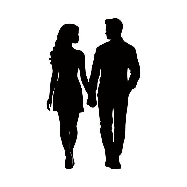 Vector walking hand in hand silhouette image