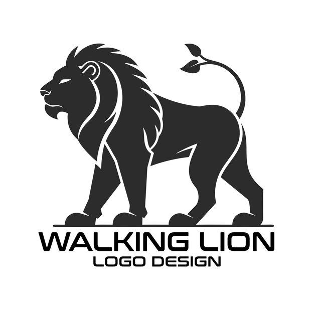 Walking Lion Vector Logo Design