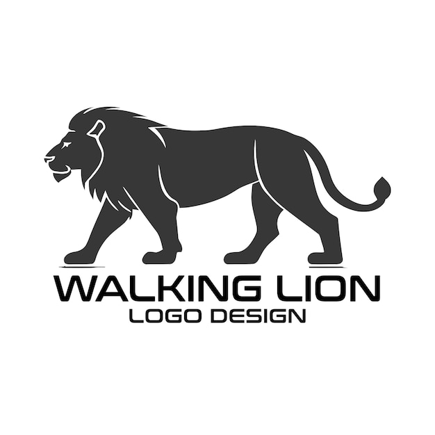 Vector walking lion vector logo design