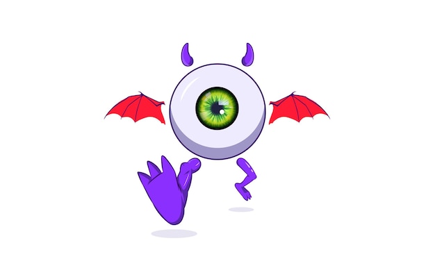 Walking one eye cartoon cute one eye monster