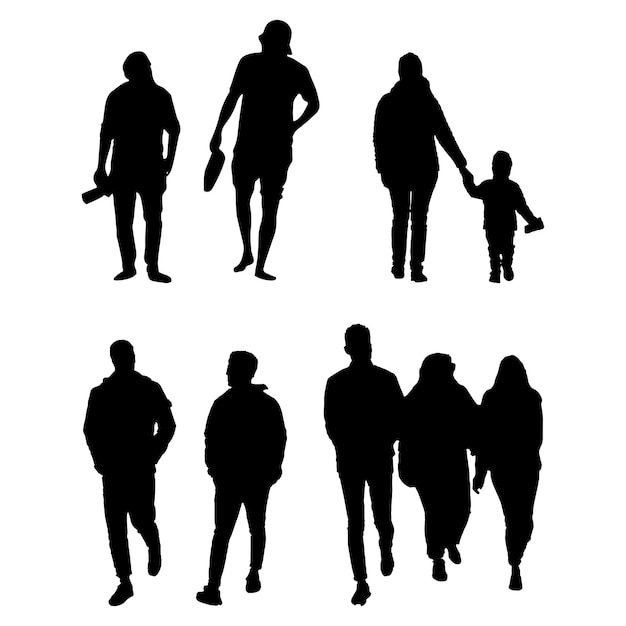 Walking people silhouette vector