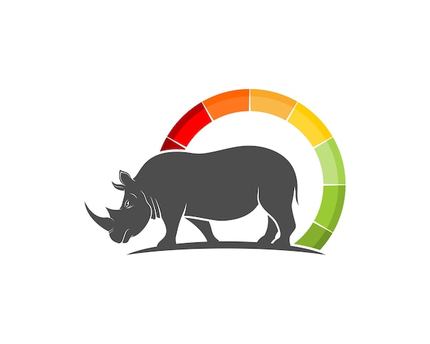 Идущий носорог с индикатором спидометра позади