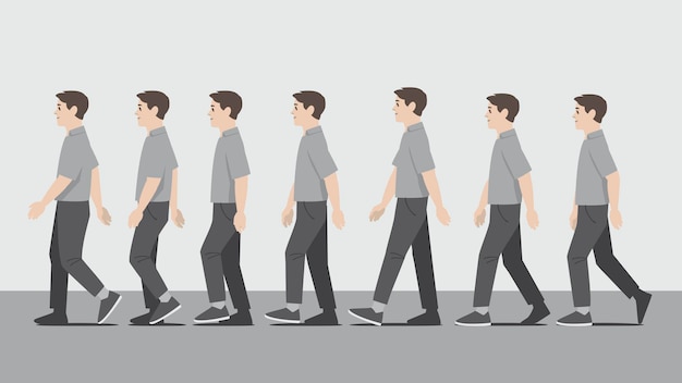 walking sequence animation of a mans steps
