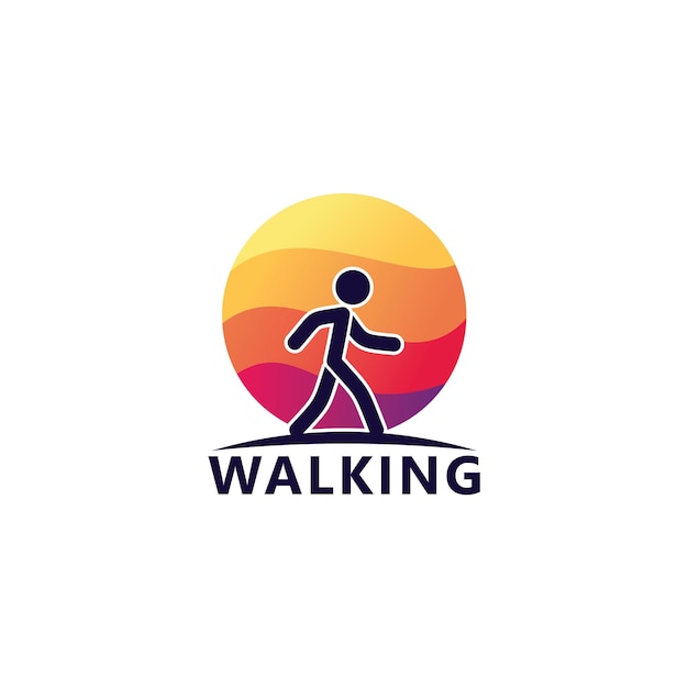 Walking simple logo template design