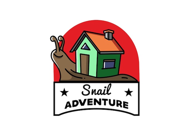 Walking snail and house illustration design