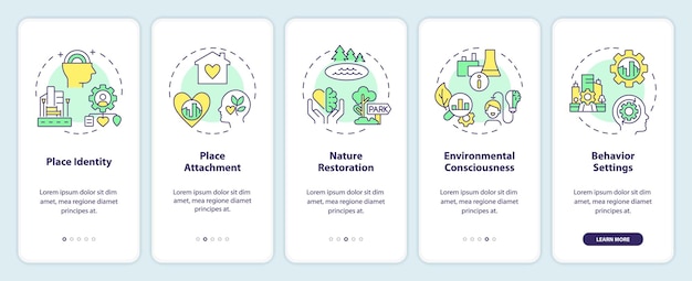 Vector walkthrough environmental psychology concept with line icons