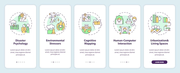 Vector walkthrough environmental psychology with thin line icons