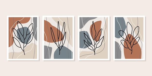 wall art botanical print collection Abstract Plant Art design for print cover wallpaper Minimal and natural wall art