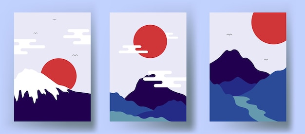 Vector wall art minimalist japanese cover collection